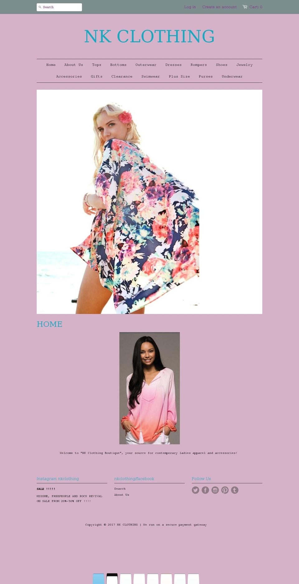 nkclothingboutique.com shopify website screenshot