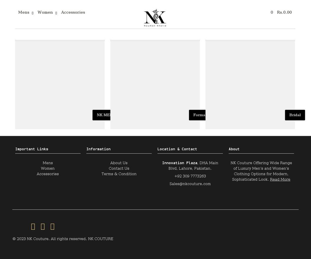 nkcouture.com shopify website screenshot