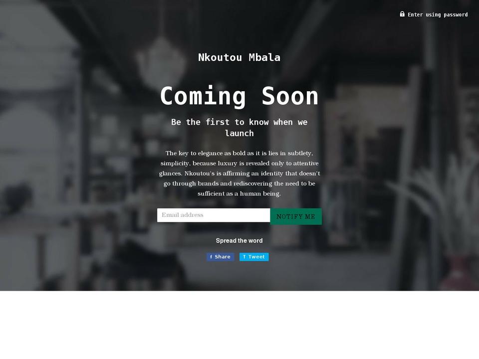 nkoutoumbala.com shopify website screenshot