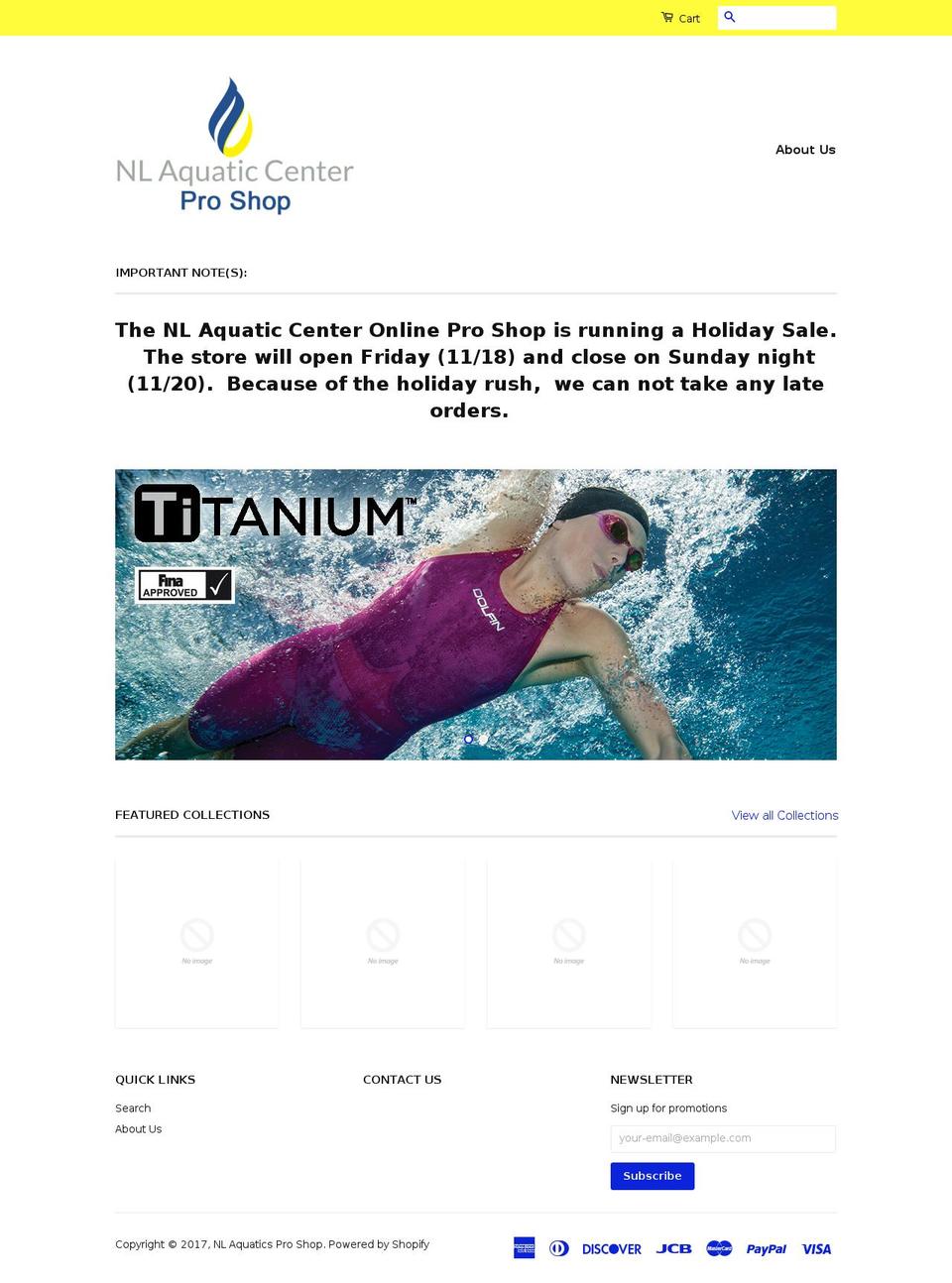 nlaquaticsproshop.com shopify website screenshot