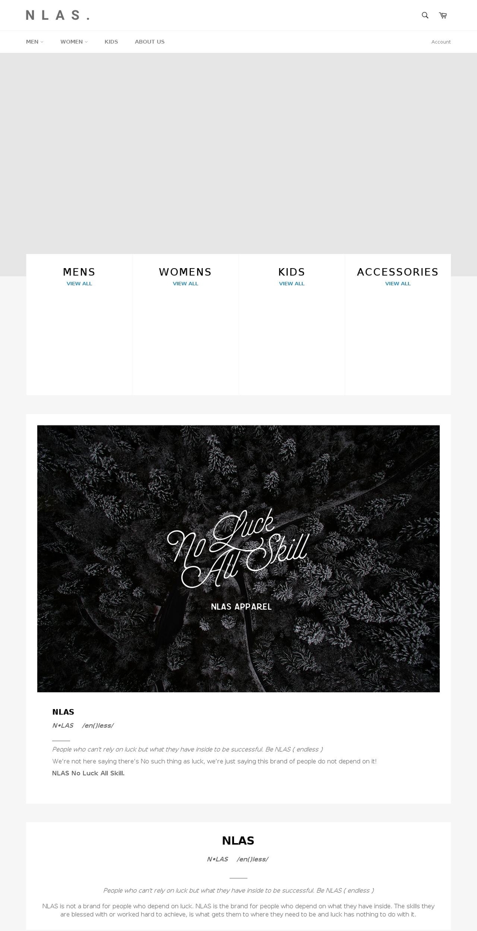 nlas.com shopify website screenshot