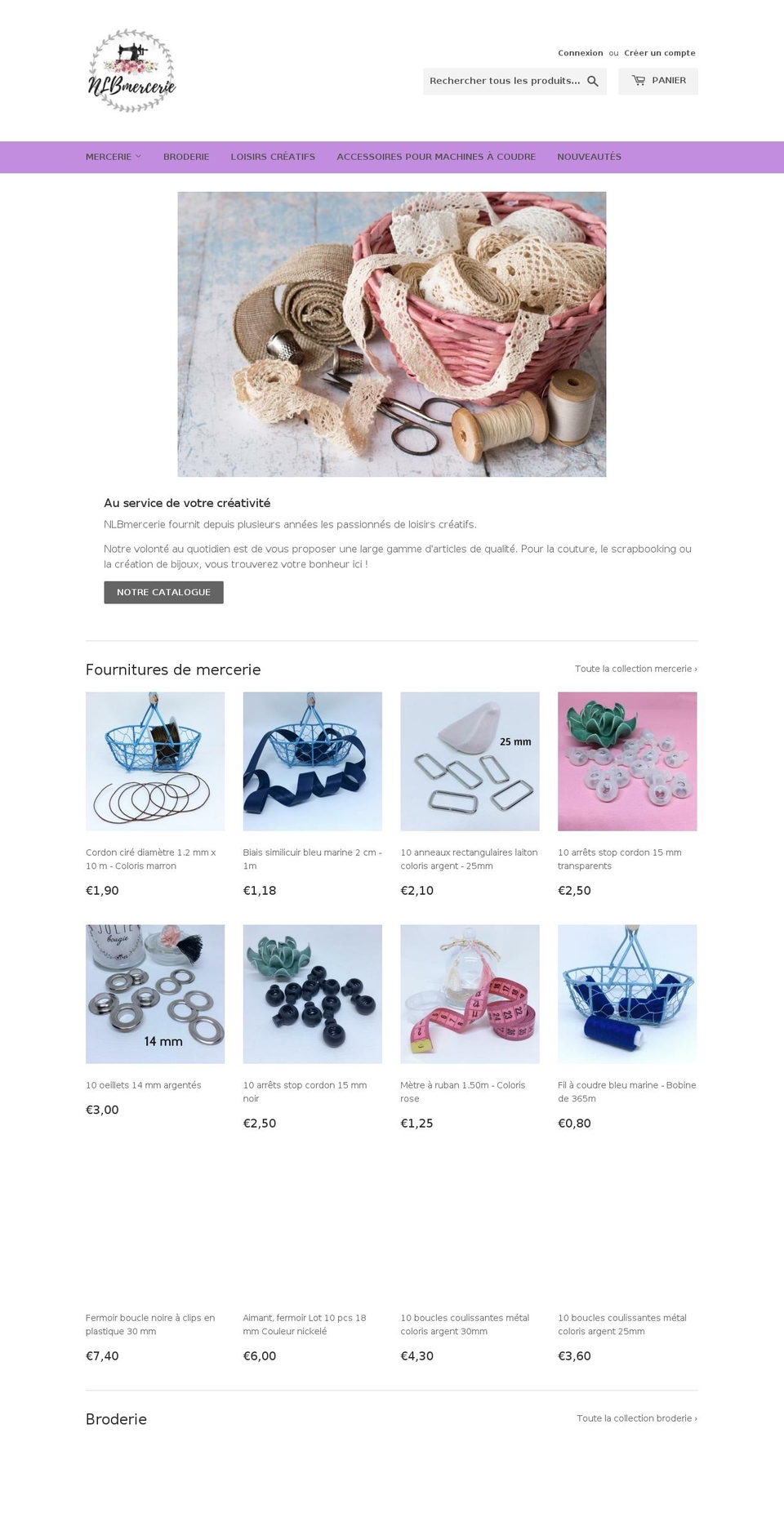 nlbmercerie.com — Shopify storefront screenshot