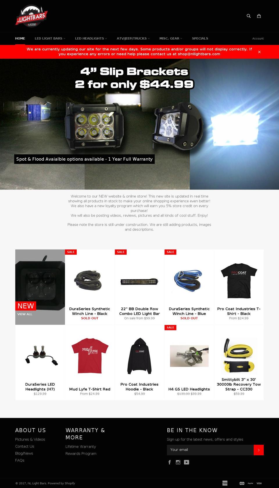 nllightbars.com shopify website screenshot