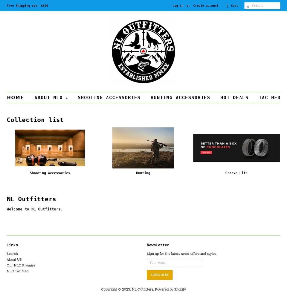 nloutfitters.com shopify website screenshot