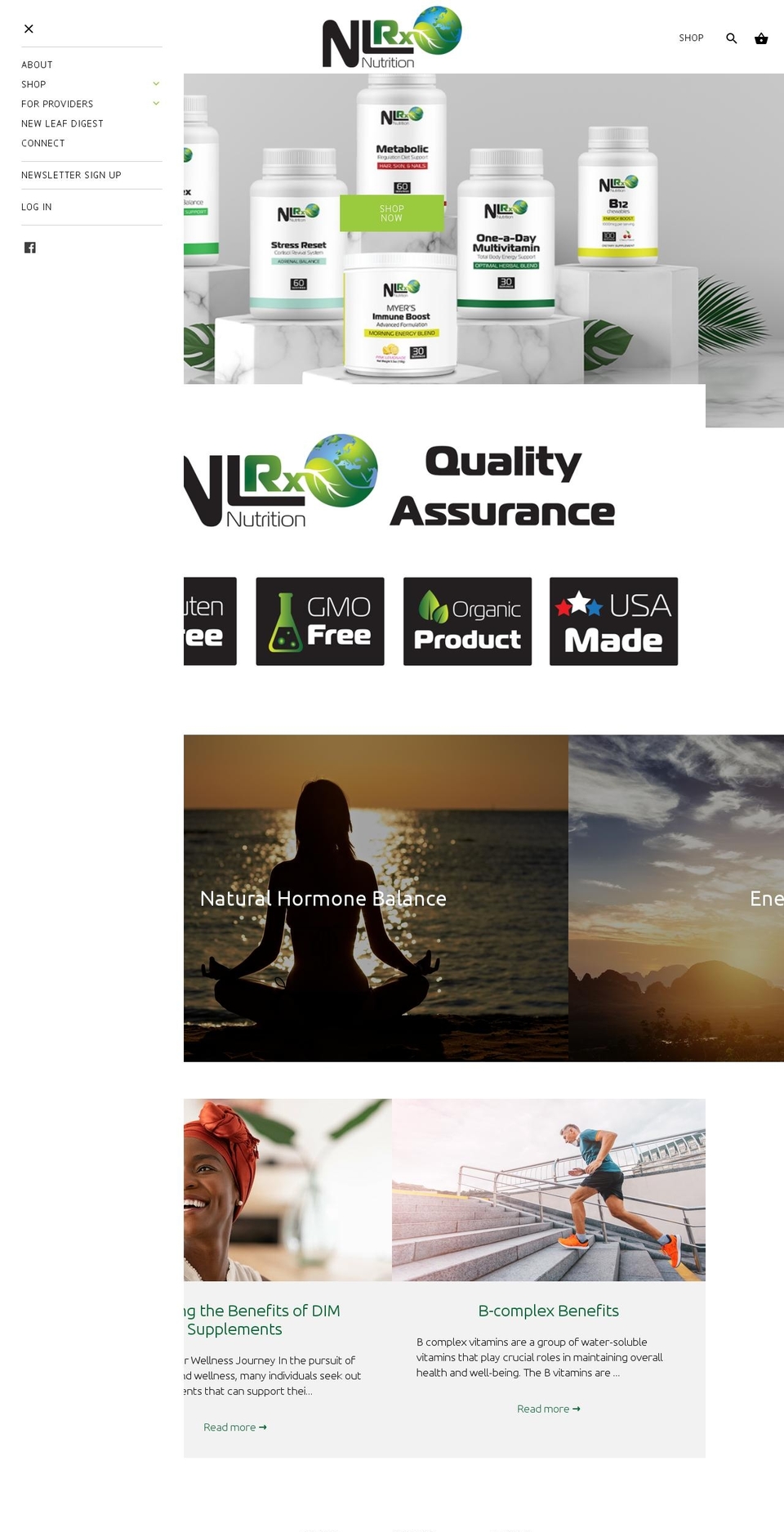 nlrxnutrition.com — Shopify storefront screenshot