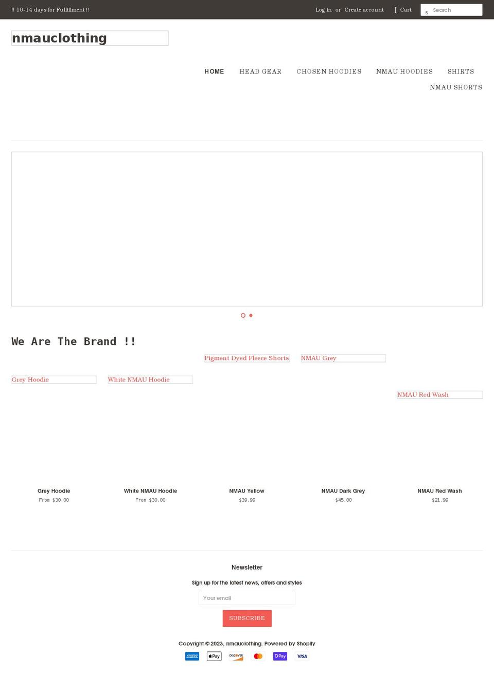 nmauclothing.com shopify website screenshot