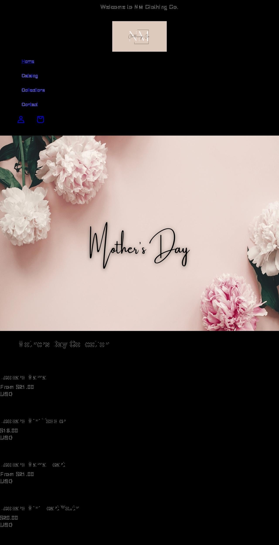 nmclothingco.com — Shopify storefront screenshot
