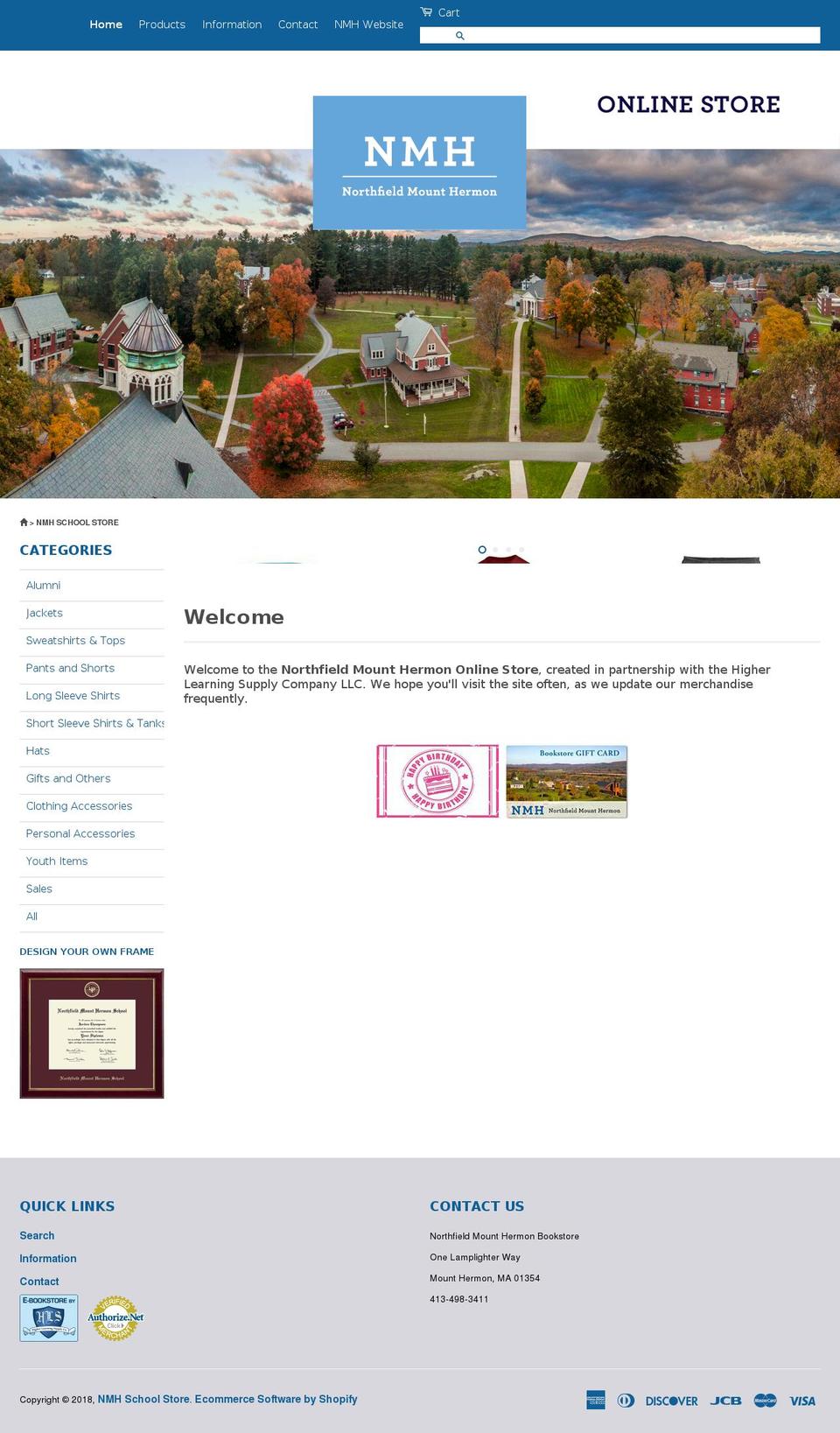 nmhschoolstore.com shopify website screenshot