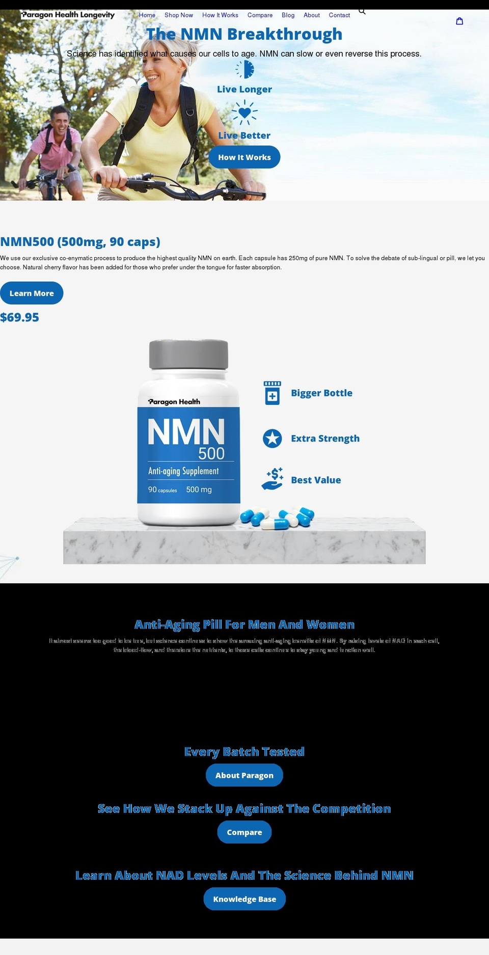 nmn500.com shopify website screenshot