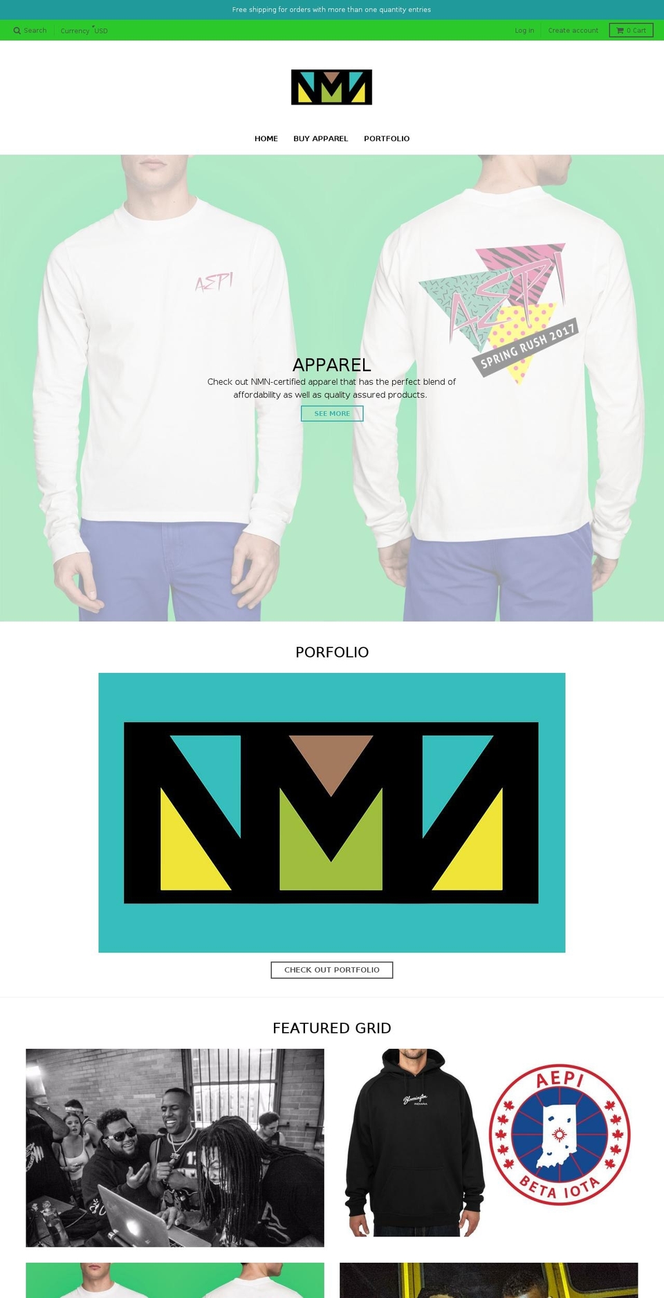 nmnapparel.com — Shopify storefront screenshot