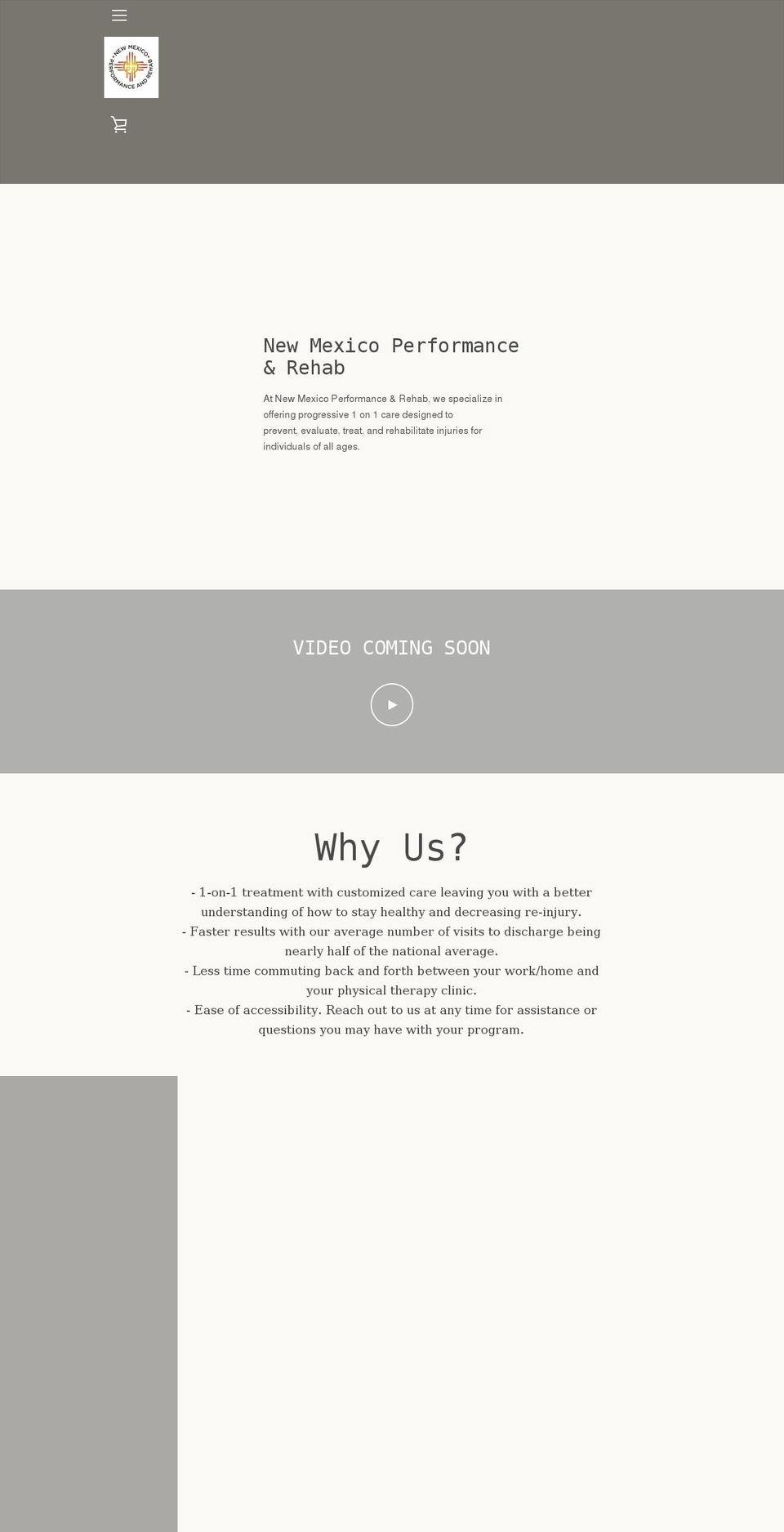 nmperformanceandrehab.com shopify website screenshot