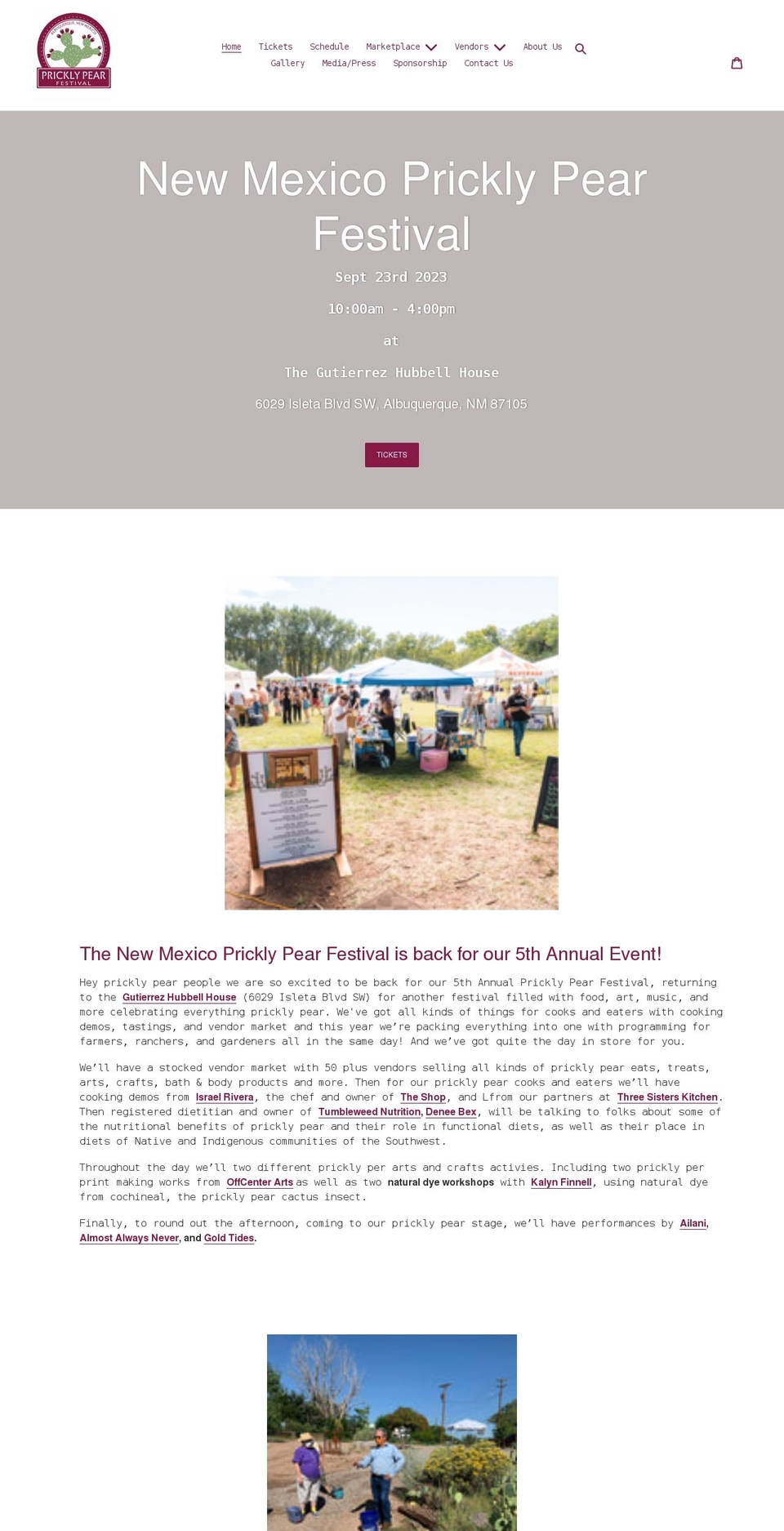 nmpricklypearfest.com shopify website screenshot
