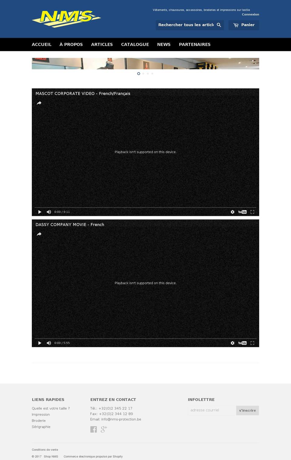 nms-protection.be shopify website screenshot
