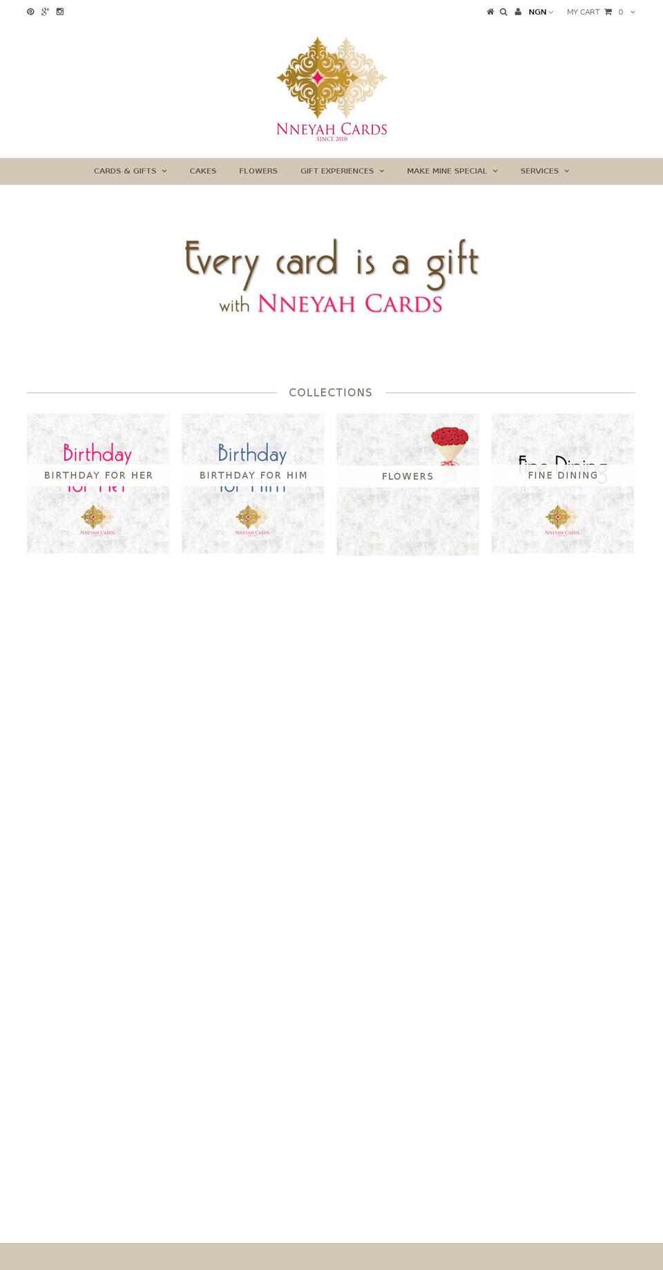 nneyahcards.com shopify website screenshot