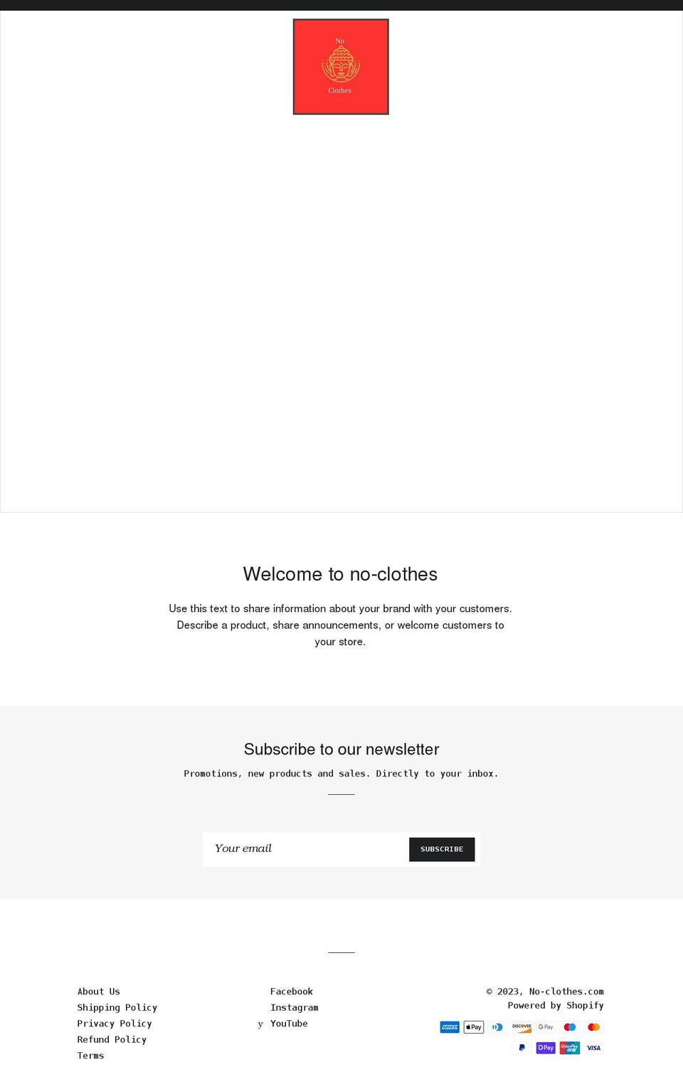 no-clothes.com shopify website screenshot