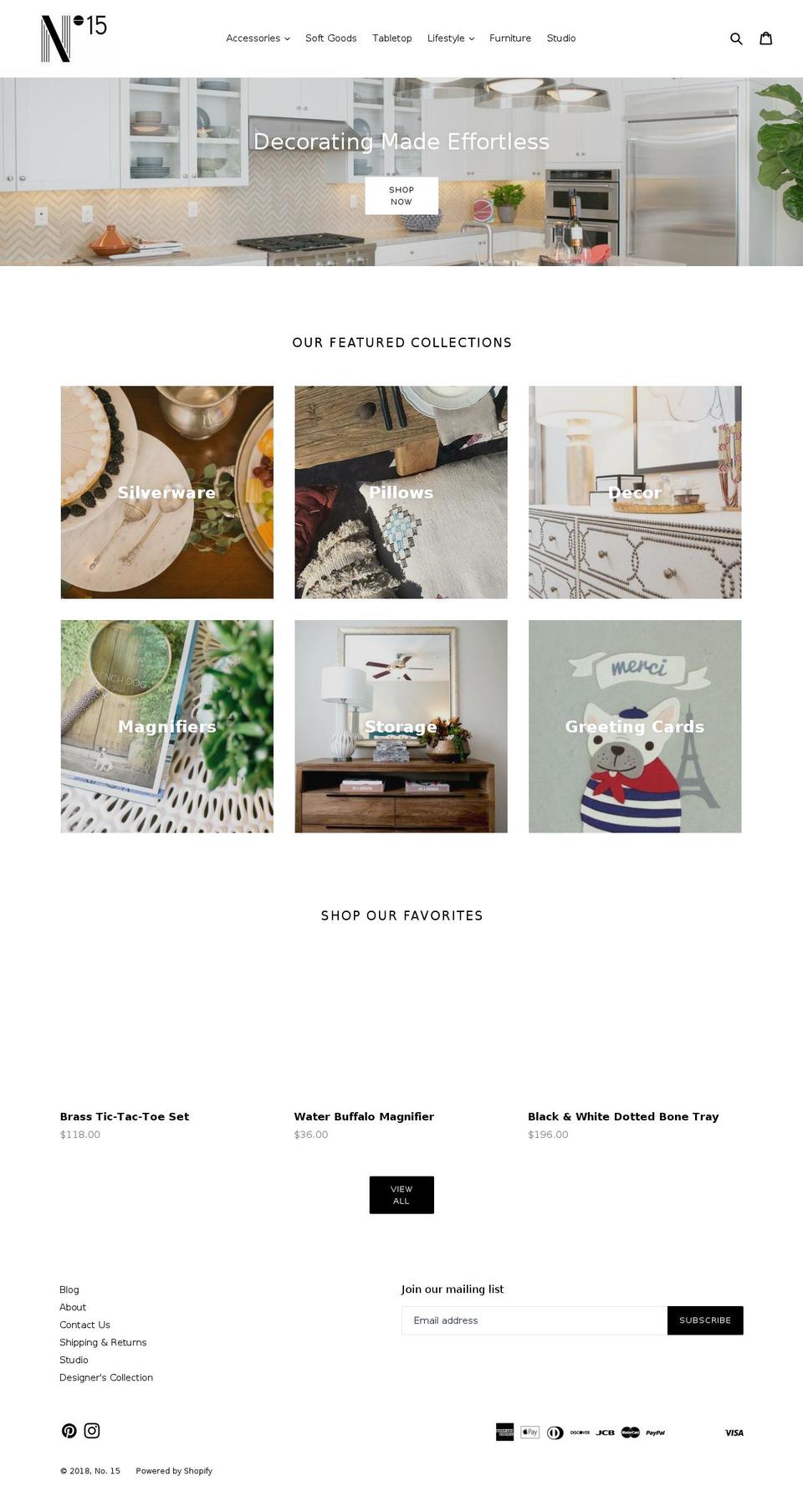 no15shoppe.com — Shopify storefront screenshot