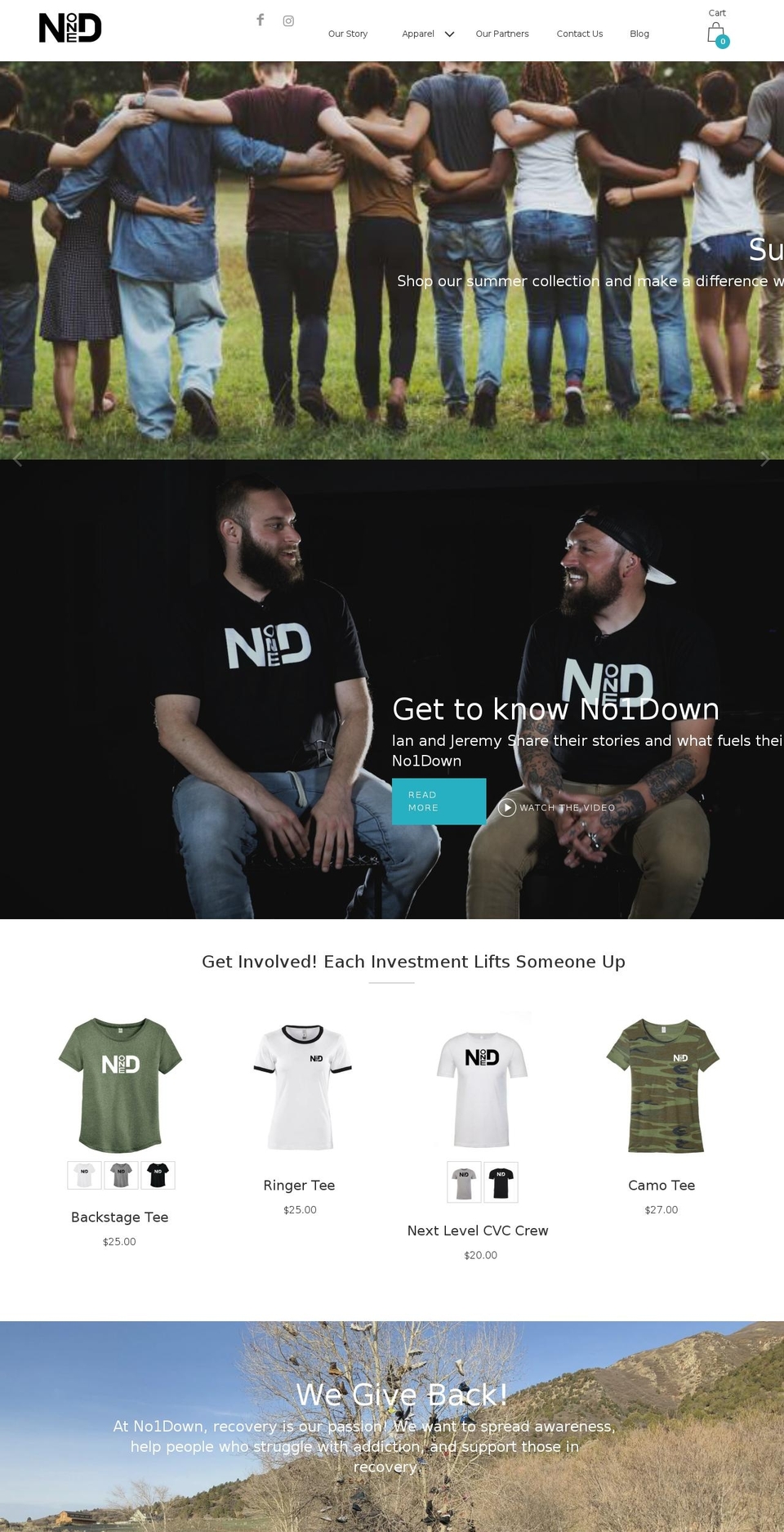 no1down.com — Shopify storefront screenshot