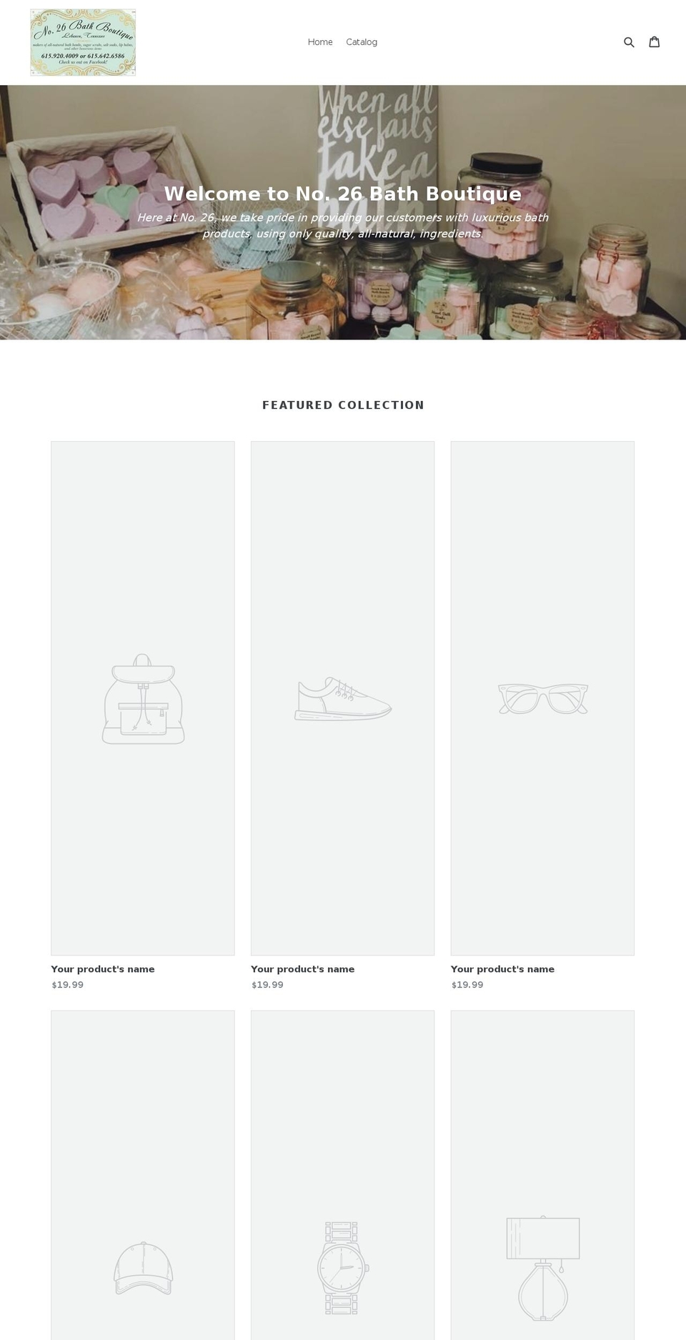 no26bathboutique.com — Shopify storefront screenshot