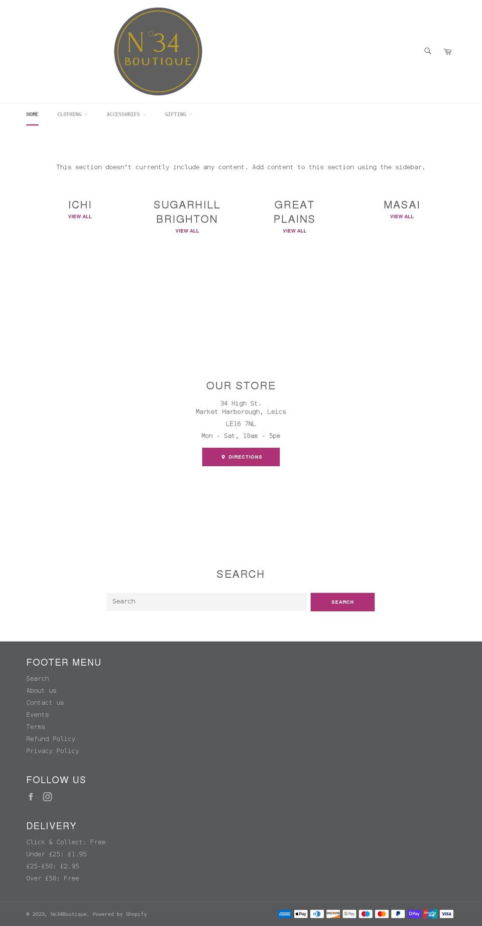 no34boutique.com shopify website screenshot