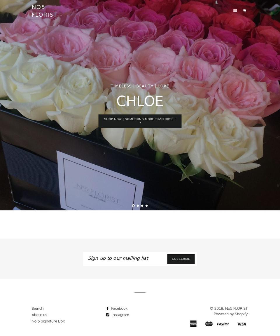 no5florist.com — Shopify storefront screenshot