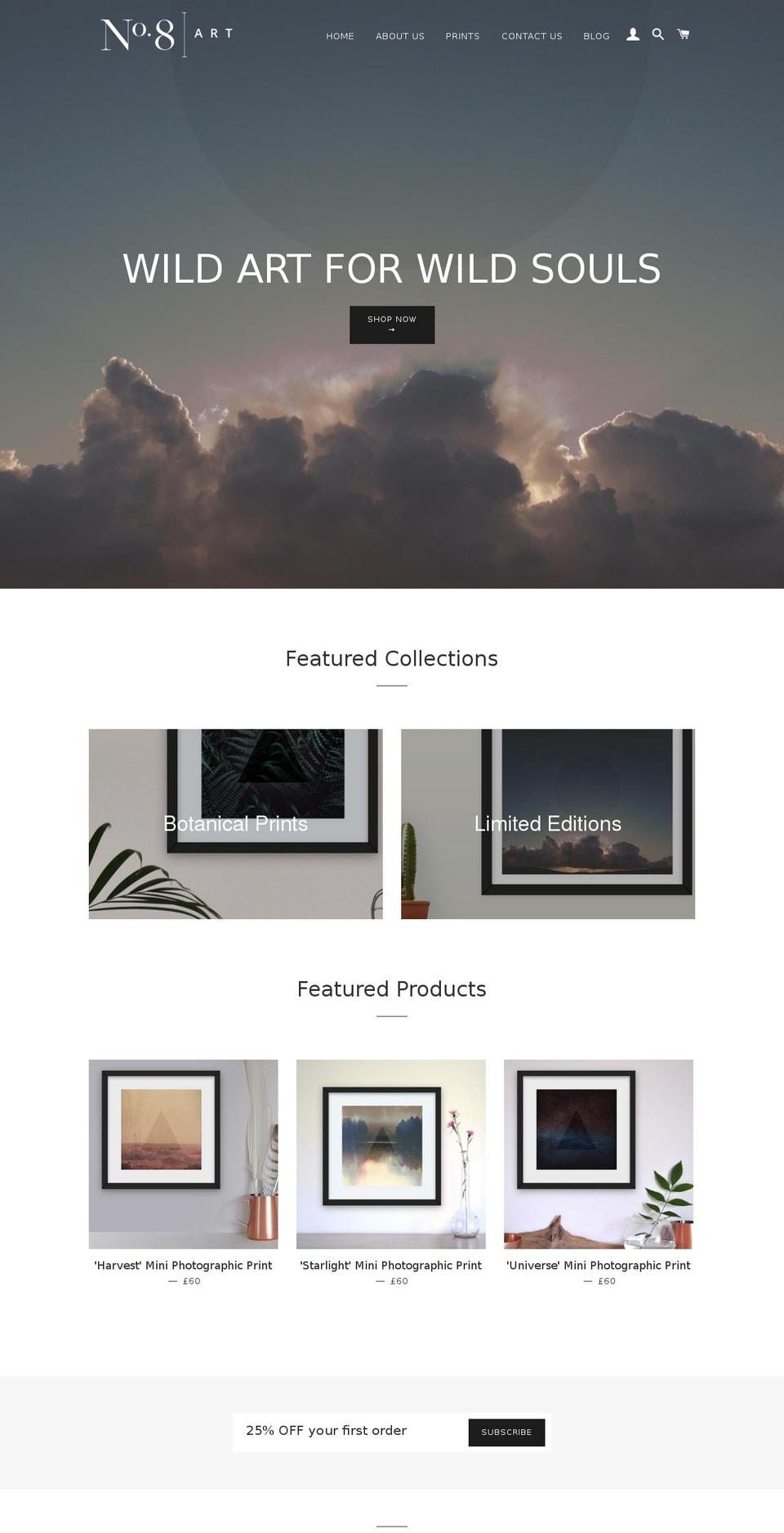 no8art.com shopify website screenshot