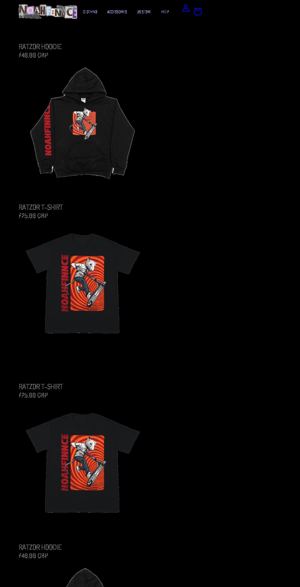 noahfinnce.com shopify website screenshot