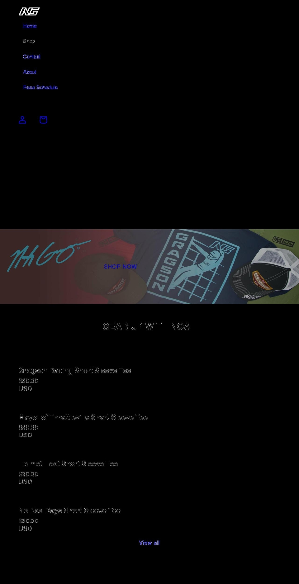 noahgragsonracing.com shopify website screenshot