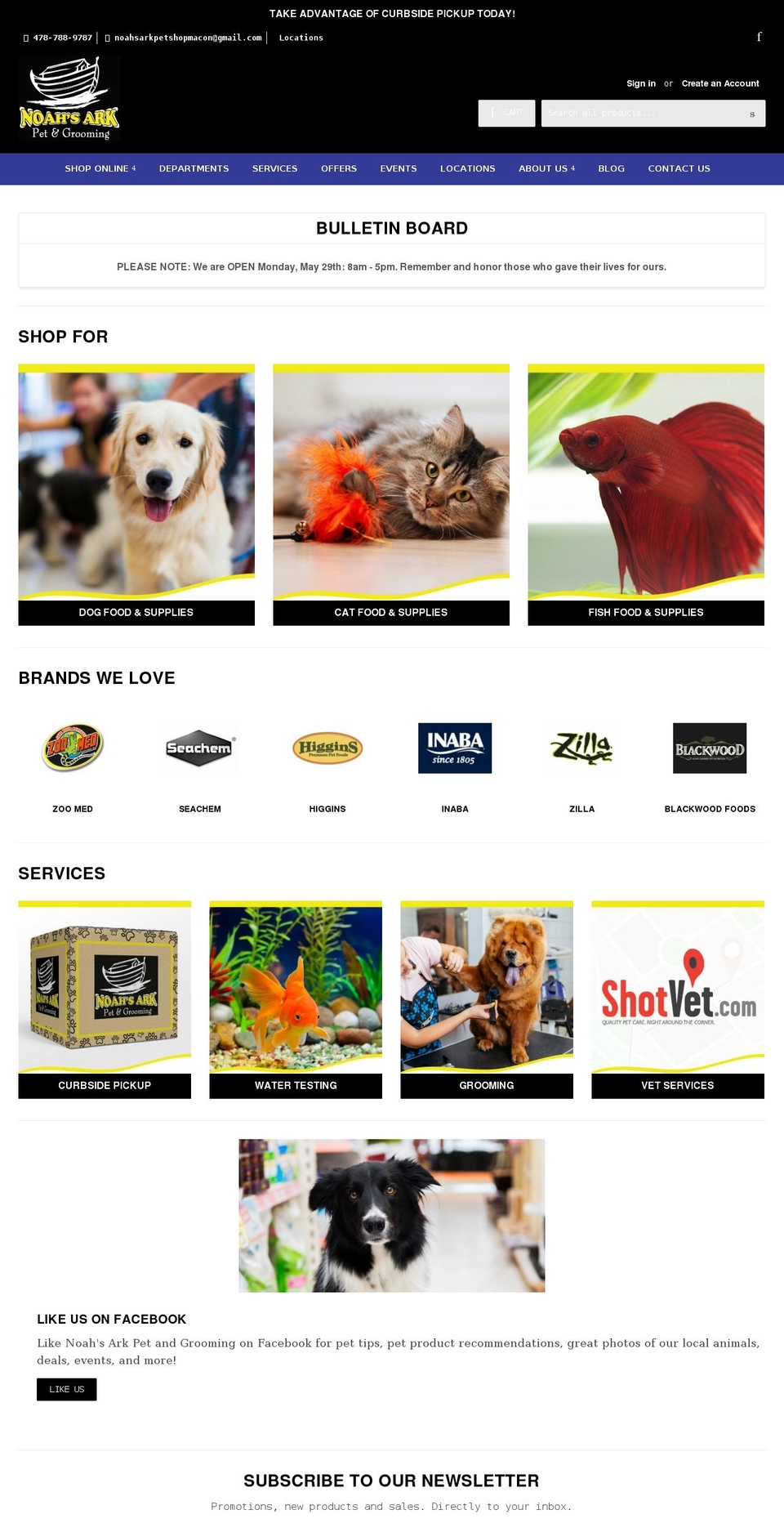 Nucleus Shopify theme site example noahsarkpetshopmacon.com