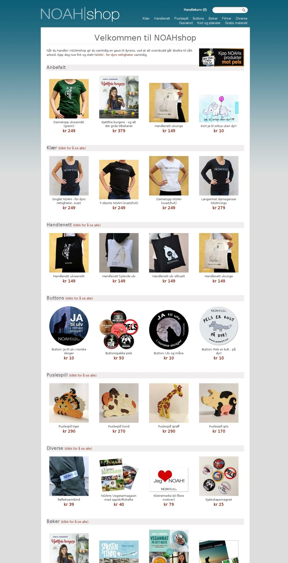 Woodland Shopify theme site example noahshop.no