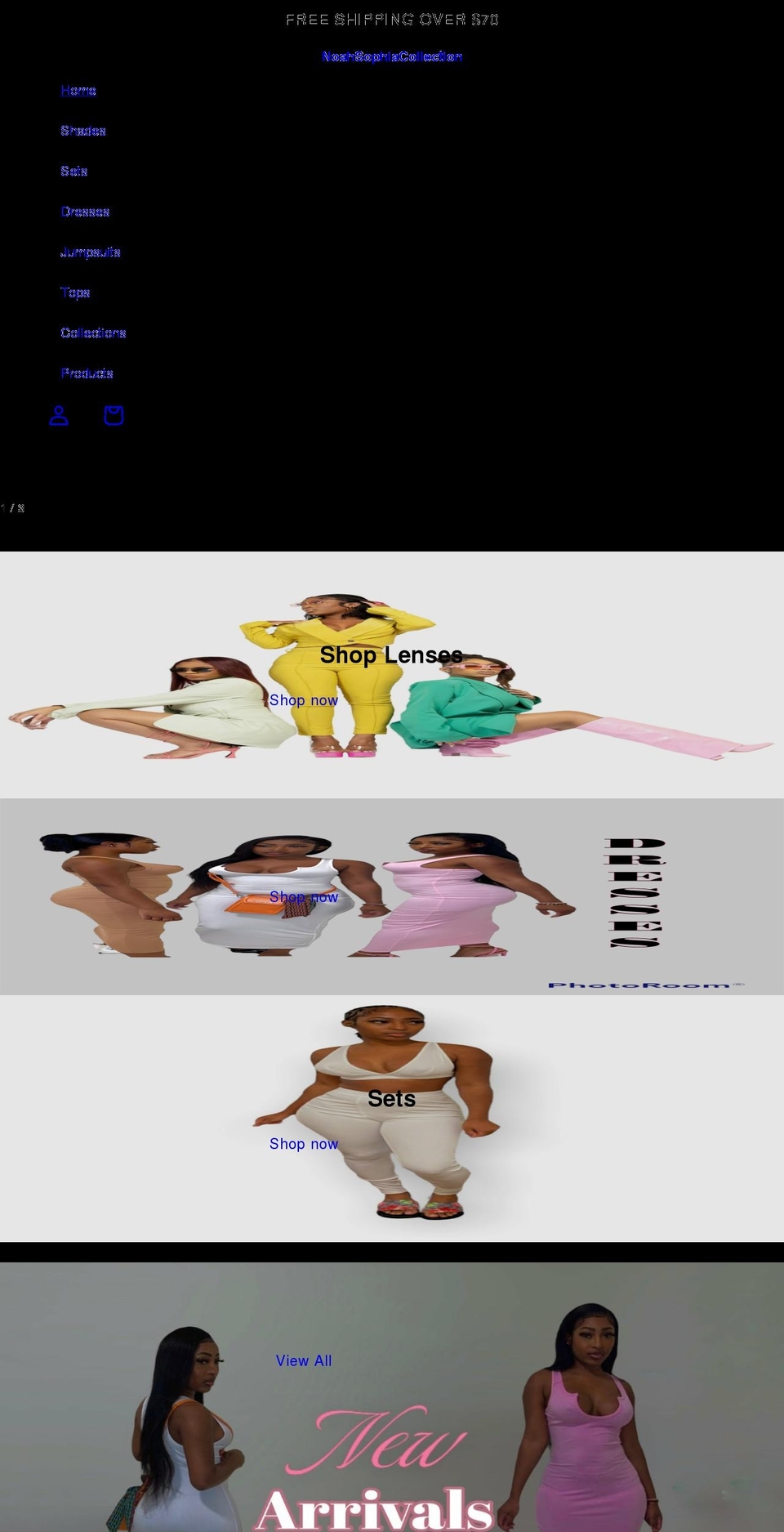 noahsophiacollection.com shopify website screenshot