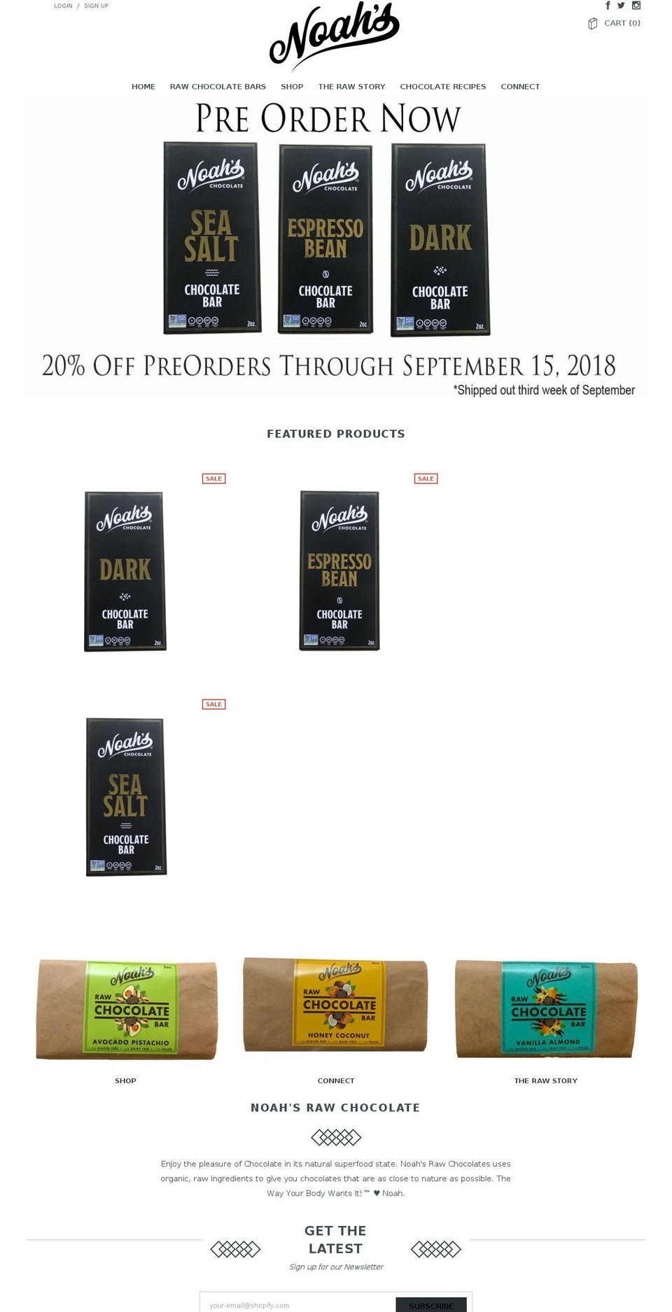 noahsrawchocolate.com — Shopify storefront screenshot