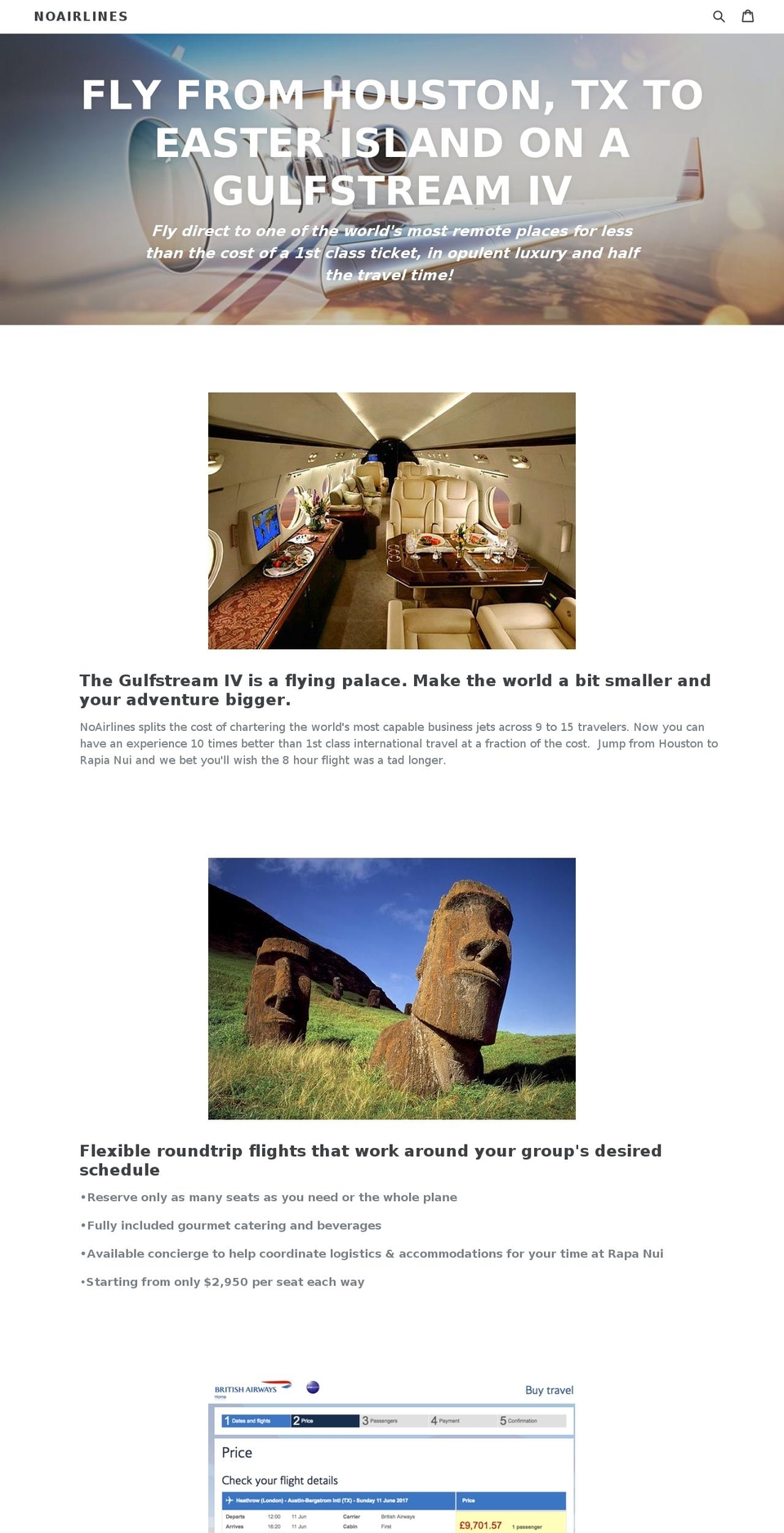noairlines.com — Shopify storefront screenshot