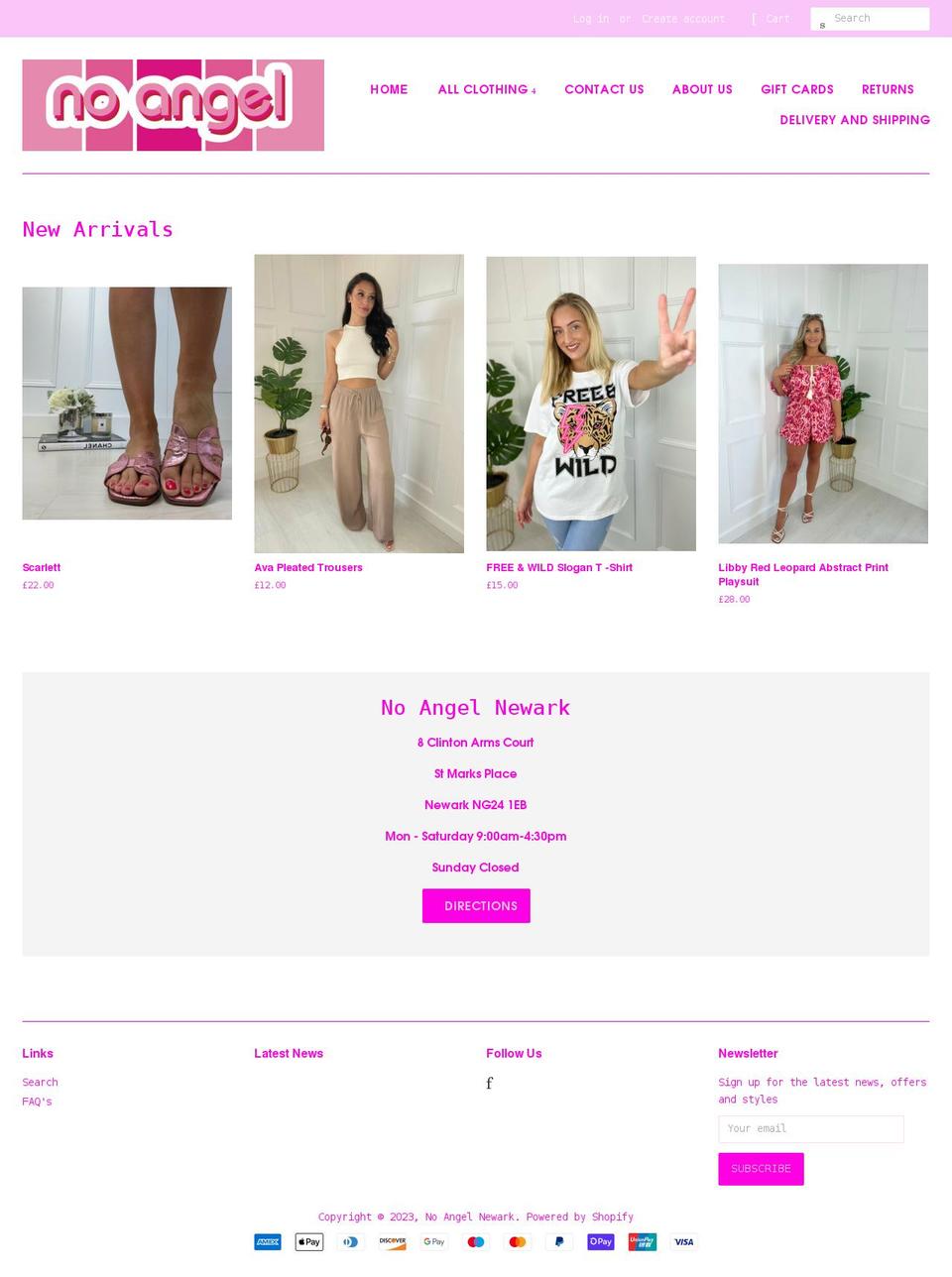 noangelnewark.co.uk shopify website screenshot
