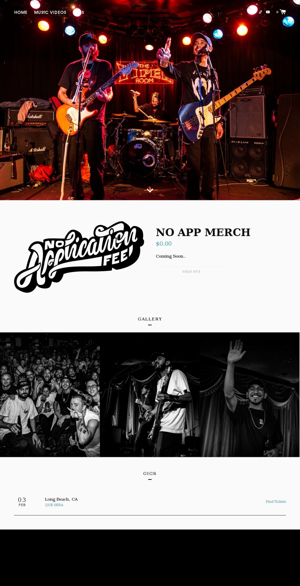 noapplicationfee.band shopify website screenshot