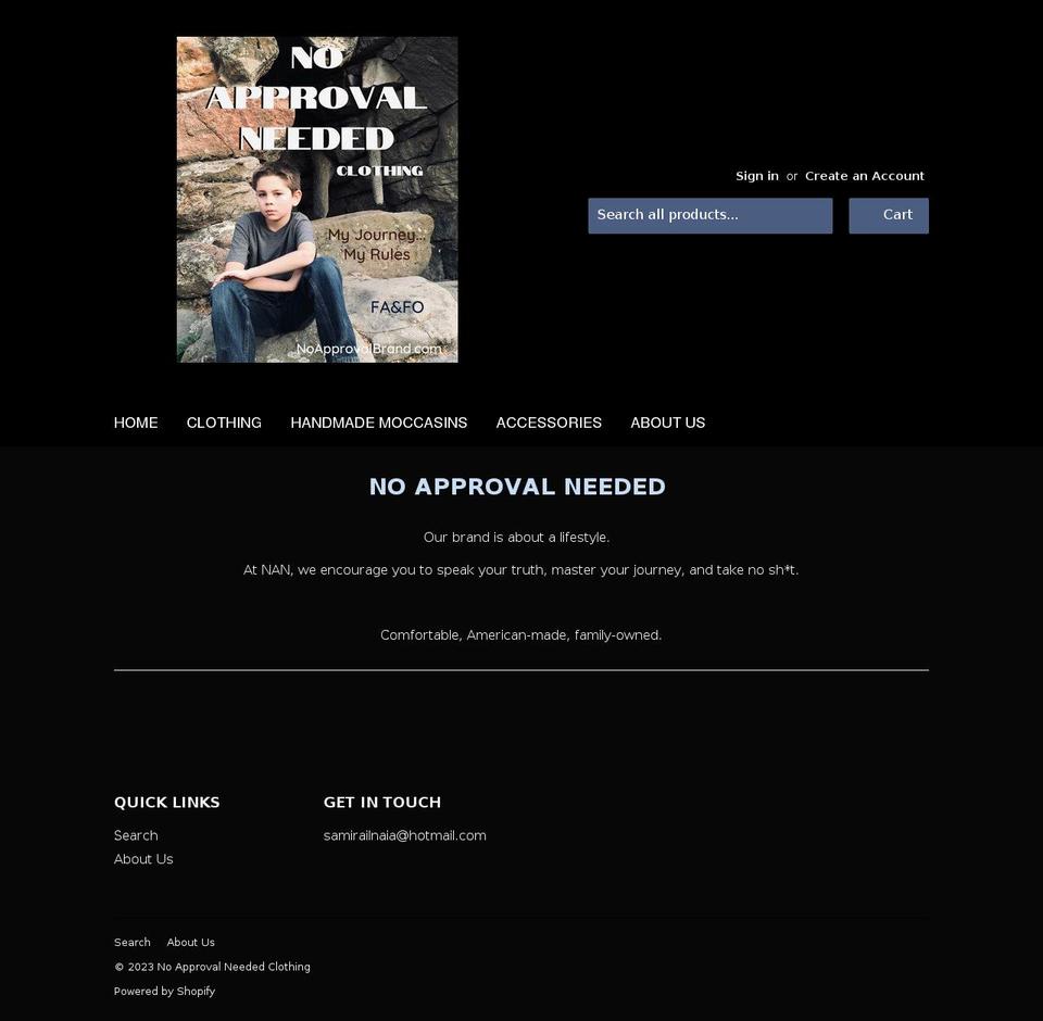 noapprovalbrand.com shopify website screenshot