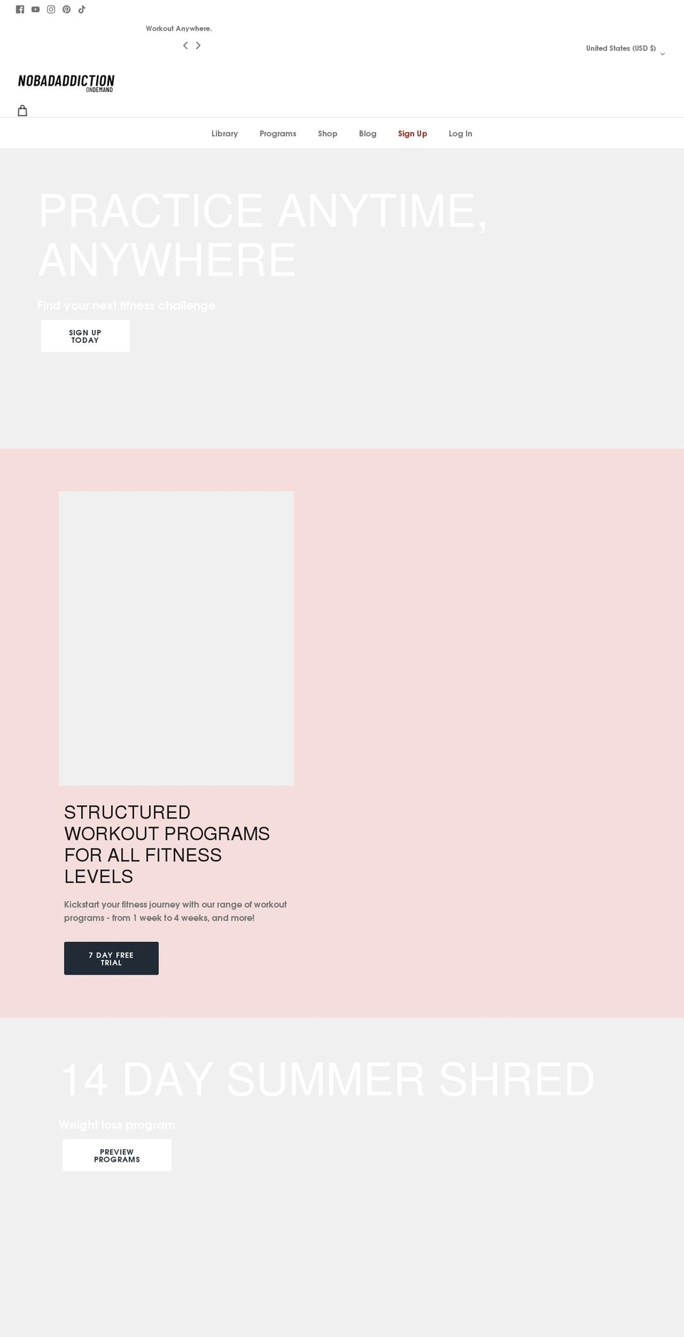 nobadaddiction.com shopify website screenshot