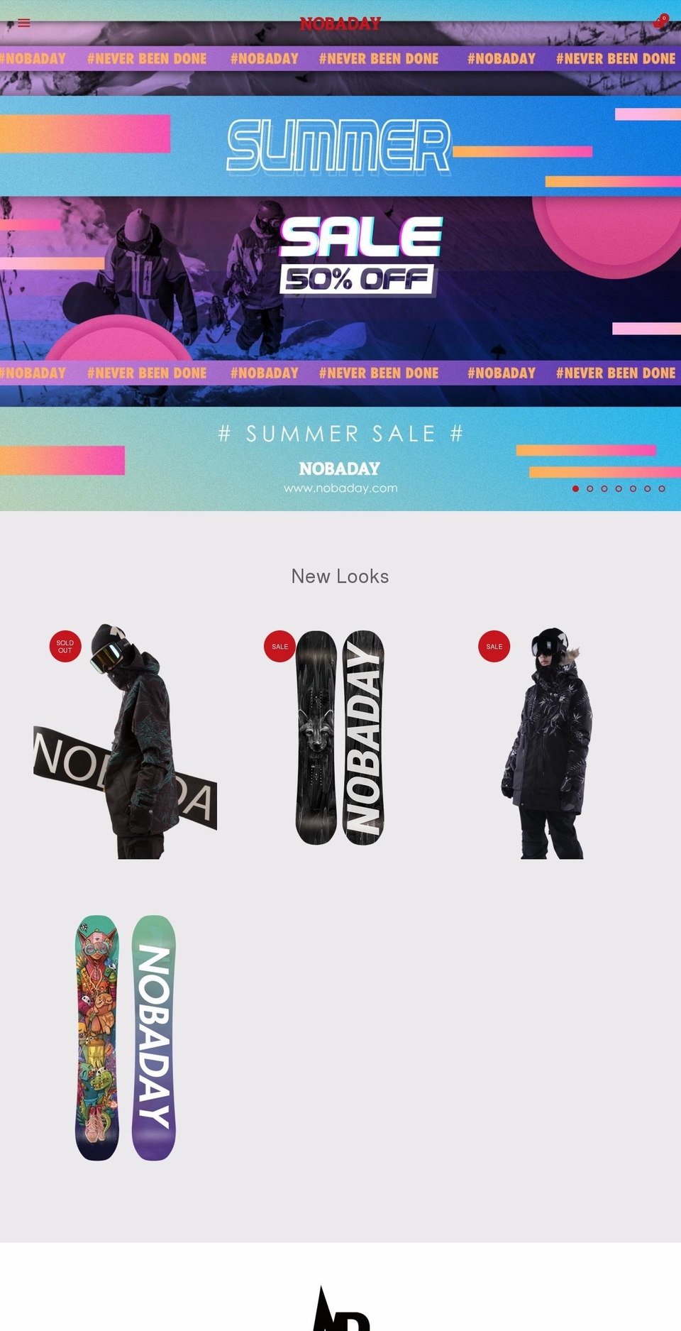 nobaday.com shopify website screenshot
