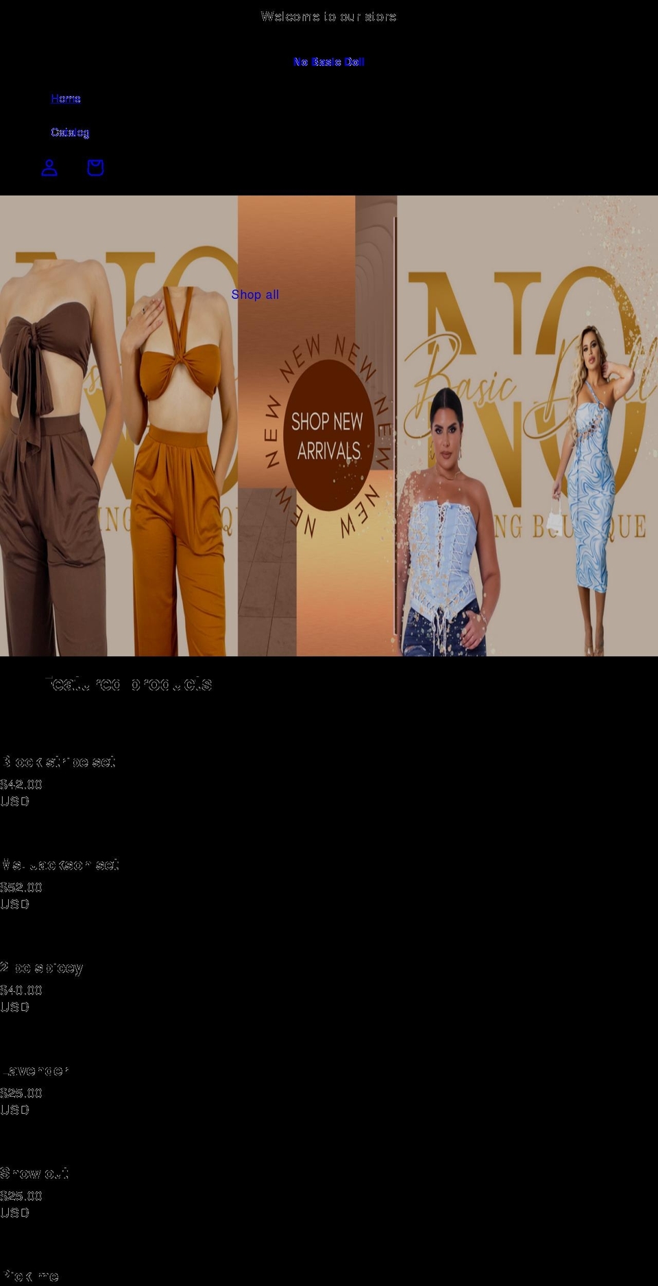 nobasicdoll.com shopify website screenshot