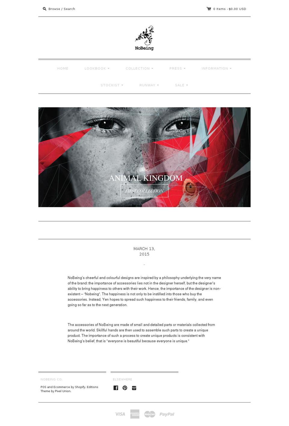 nobeinggroup.com shopify website screenshot