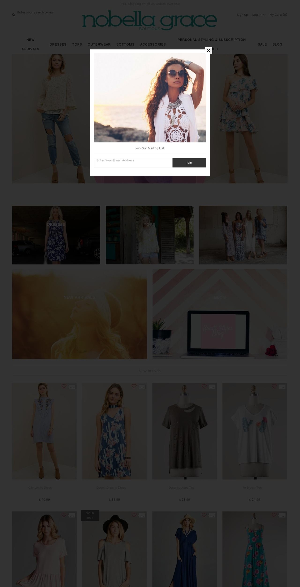 nobellagrace.com shopify website screenshot