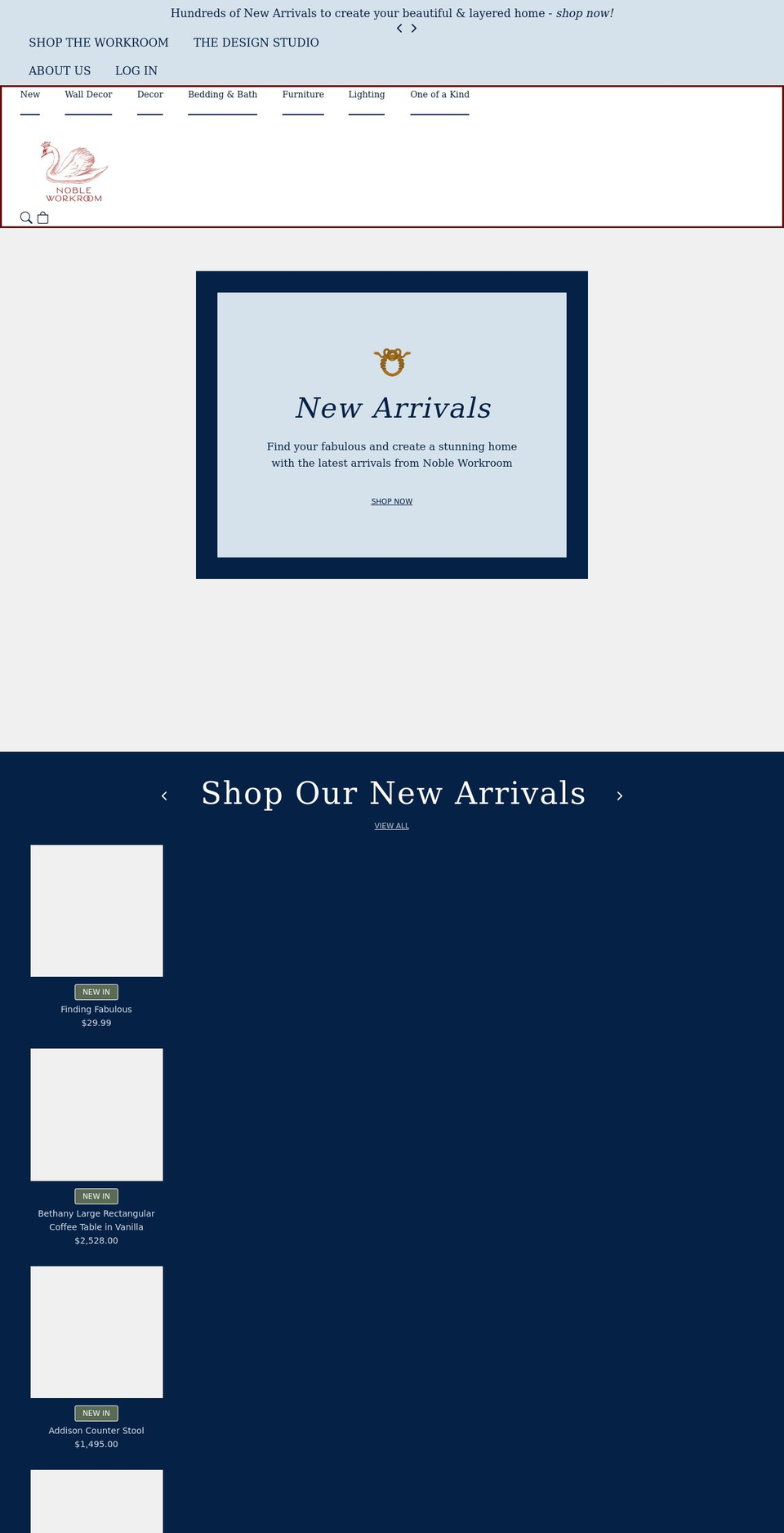 nobledesigns.com shopify website screenshot