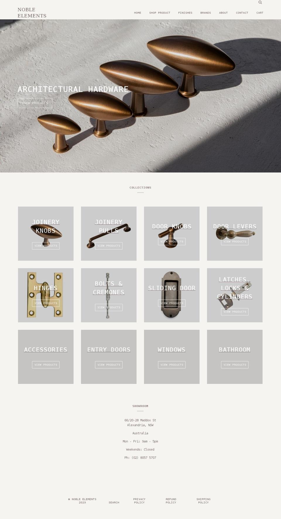 nobleelements.com.au shopify website screenshot