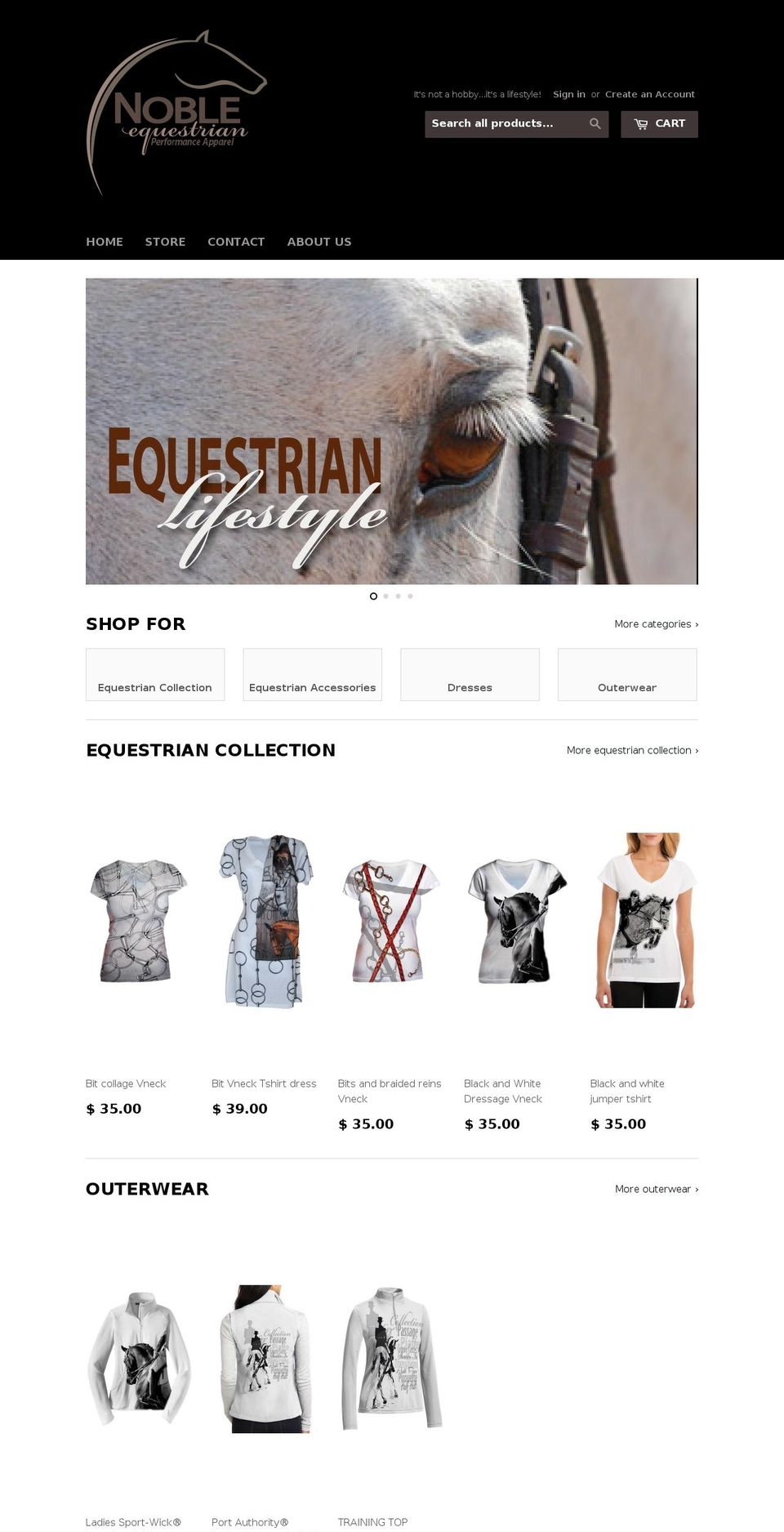 nobleequestrian.com shopify website screenshot