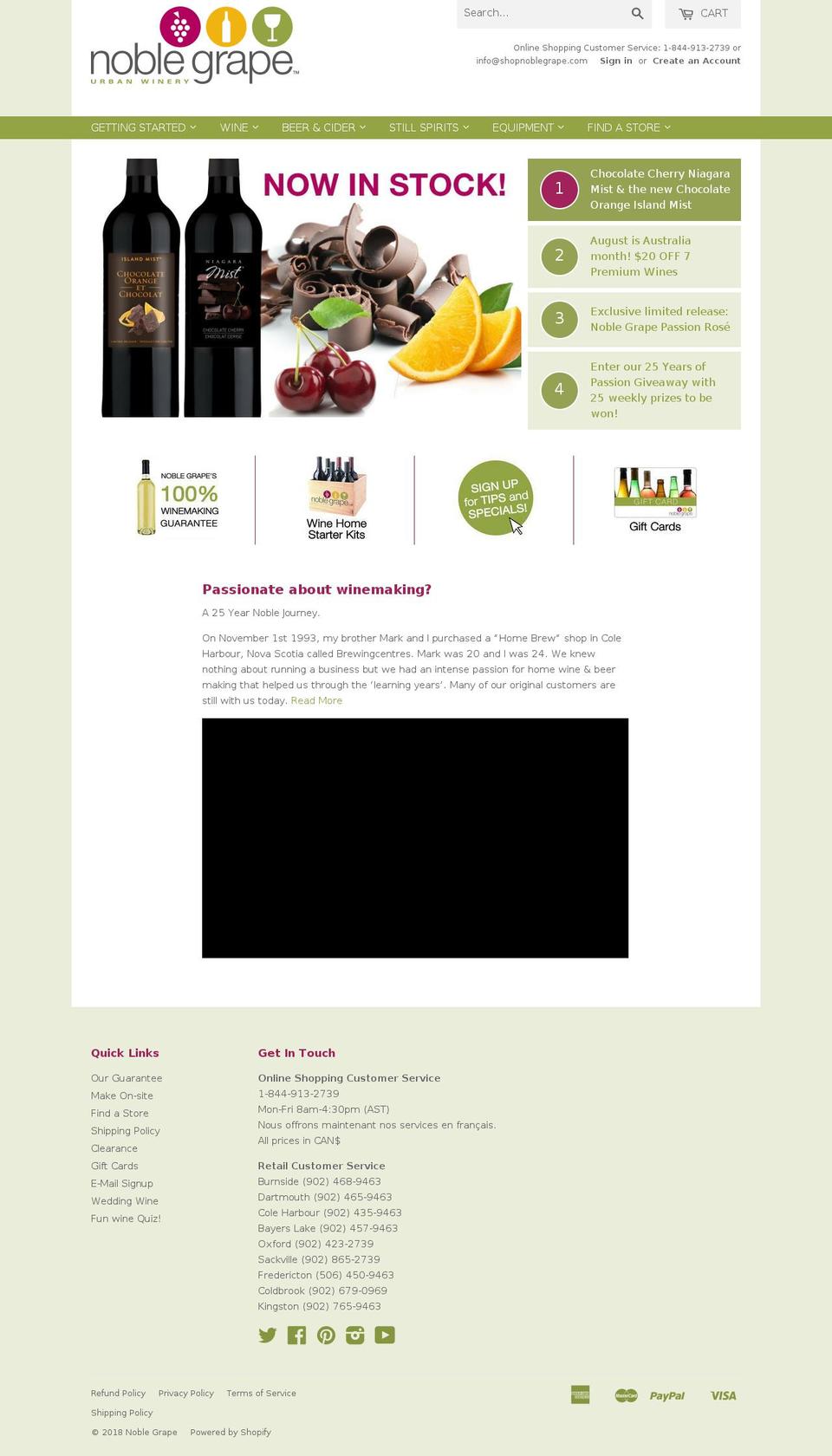 noblegrape.ca shopify website screenshot