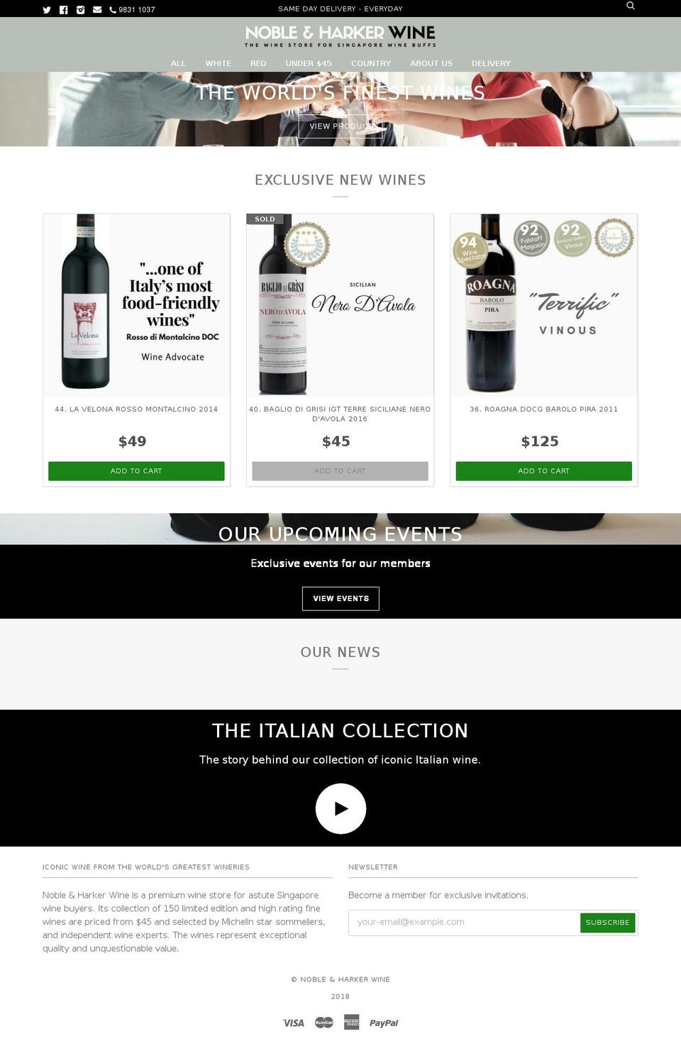 nobleharkerwine.com — Shopify storefront screenshot