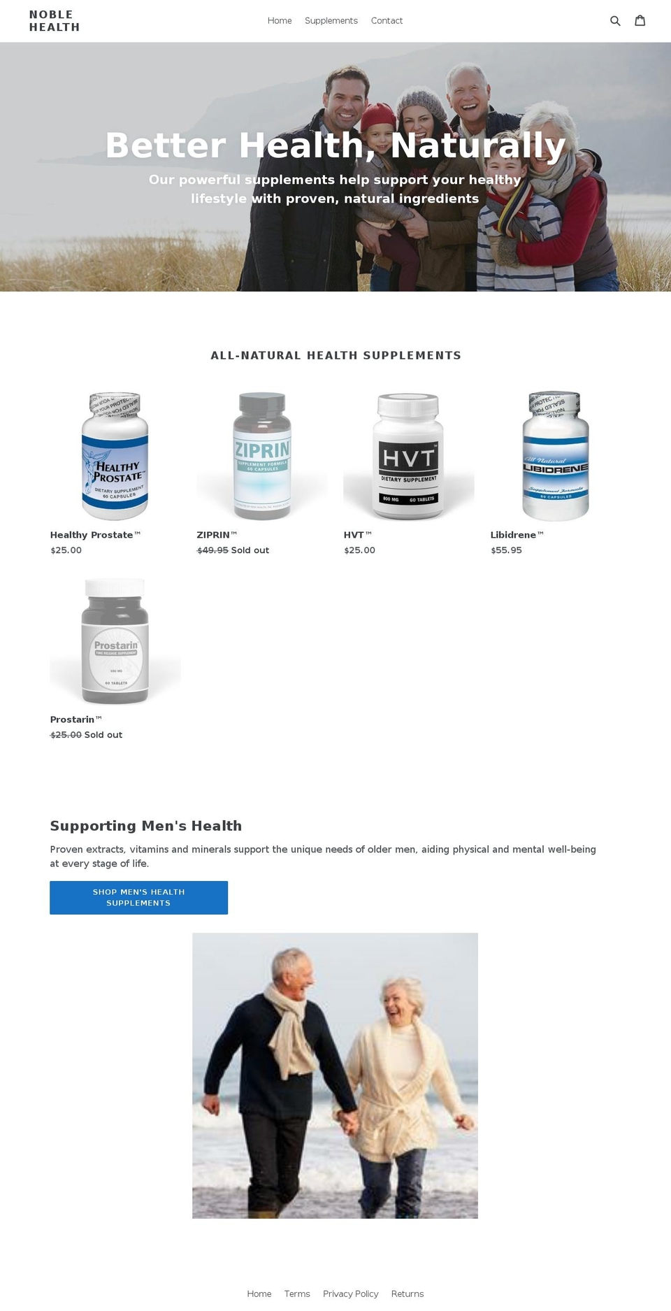noblehealthproducts.com — Shopify storefront screenshot