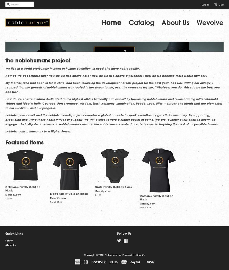 noblehumans.com — Shopify storefront screenshot