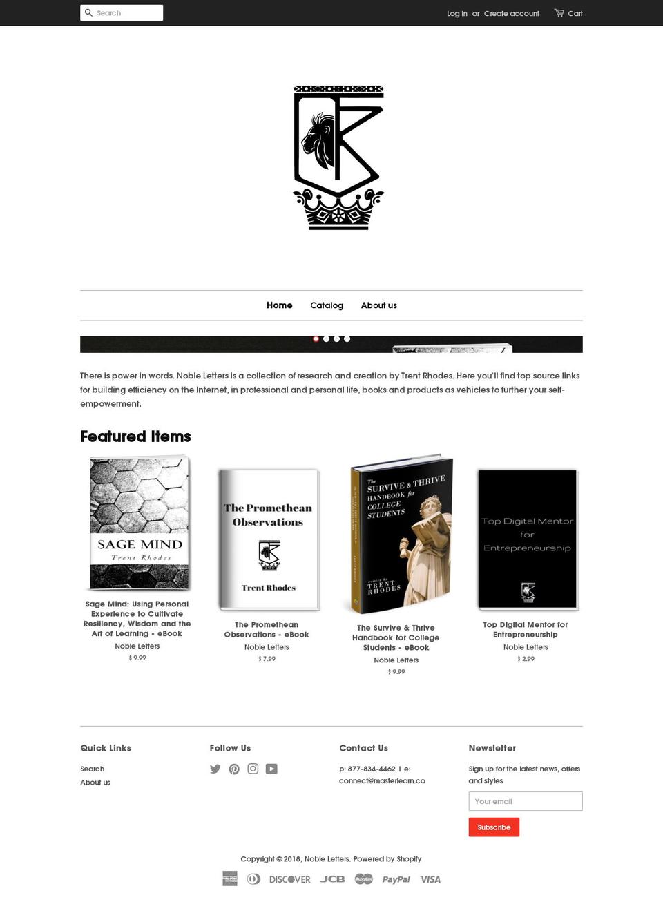 nobleletters.com — Shopify storefront screenshot