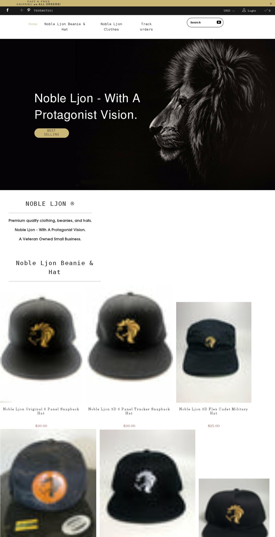 nobleljon.com shopify website screenshot