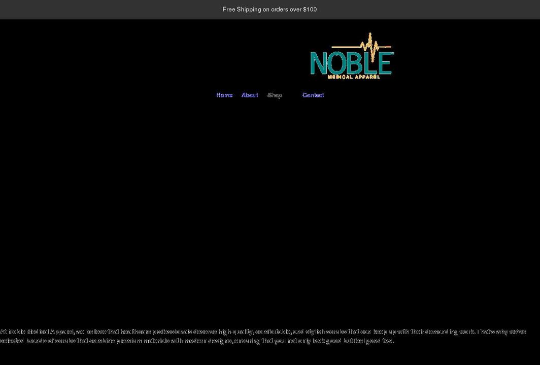 noblemedicalapparel.com shopify website screenshot
